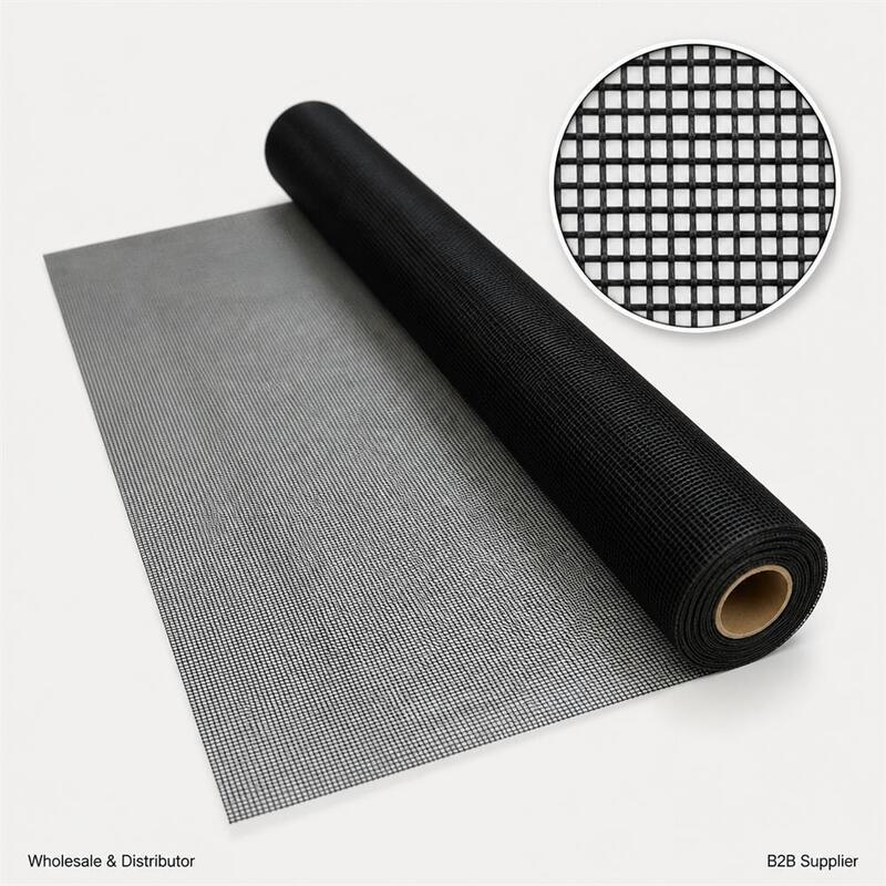 ROBUSTES 14X14 MASCHENWEITE 80G SCHWARZ HOCH FESTIGES GLASFASER-FENSTERSCHIRMGEWEBE FÜR WOHNZIMMERFENSTER